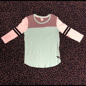 PINK mint half-sleeve campus tee